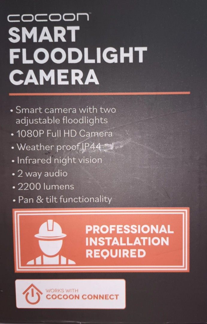Smart floodlight camera (Category: Security Systems & CCTV Cameras) located in Quezon City. Submitted by ivymariquit15 (Listing ID 1208954310, Image 2). Description: •floodlight camera with two spotlights •1080P full HD video resolution with wide view angle •2200 lumens •lamp power 33w •microSd Card storage - max 128gb (microSD card not included) •pan and tilt funtionality •IP44 •infared night vision •built in microphone for two-way audio •remote
