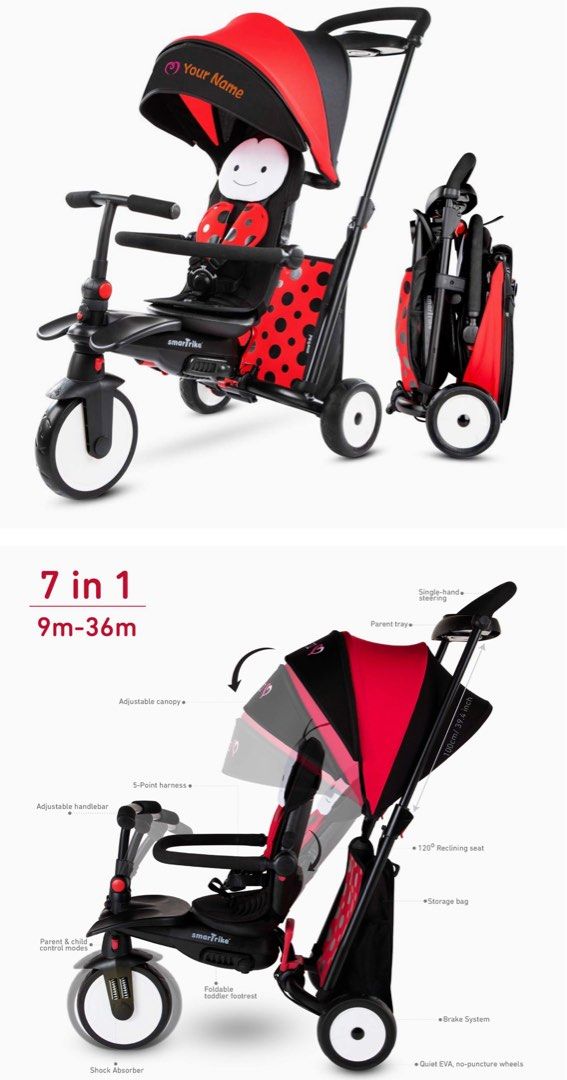 SmarTrike Ladybug Tricycle Babies Kids Going Out Strollers on Carousell