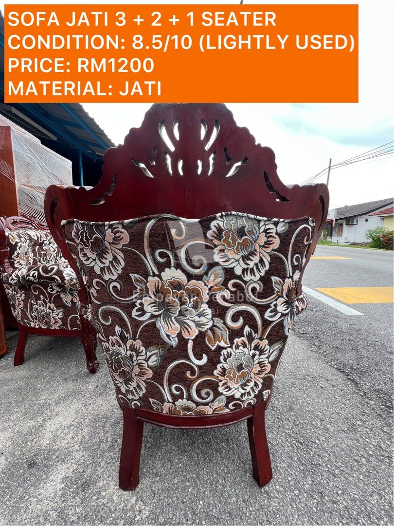 SOFA JATI 3 + 2 + 1 SEATER WITH COFFEE TABLE, Furniture & Home Living