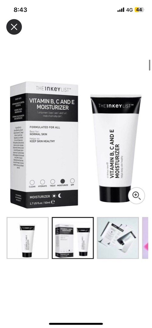 The INKEY List Vitamin B, C and E Moisturizer 50ml, Beauty & Personal