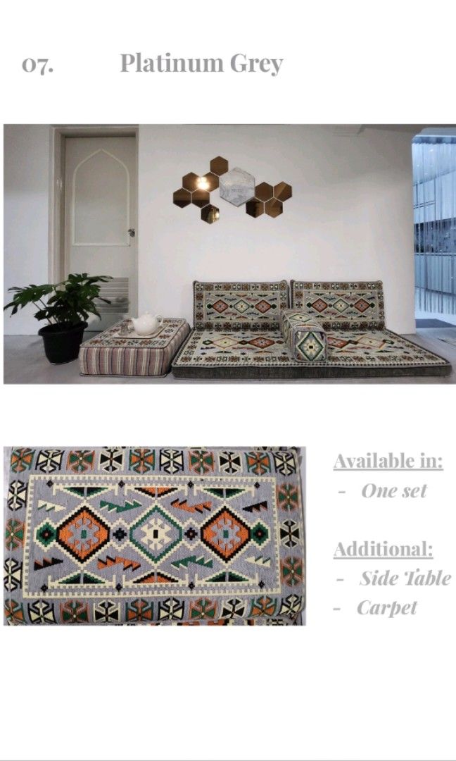 Turkish Kilim Floor Sofa / Majlis Set, Furniture & Home Living