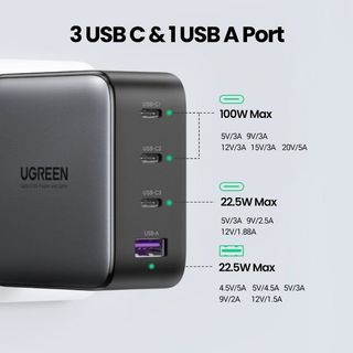 UGREEN 100W GaN Charger PD Type C USB 4 Ports Fast Charger for Macbook Ipad Samsung and other