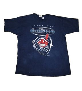 Cleveland Indians Wahoo Graphic Men's L/S White Shirt XL