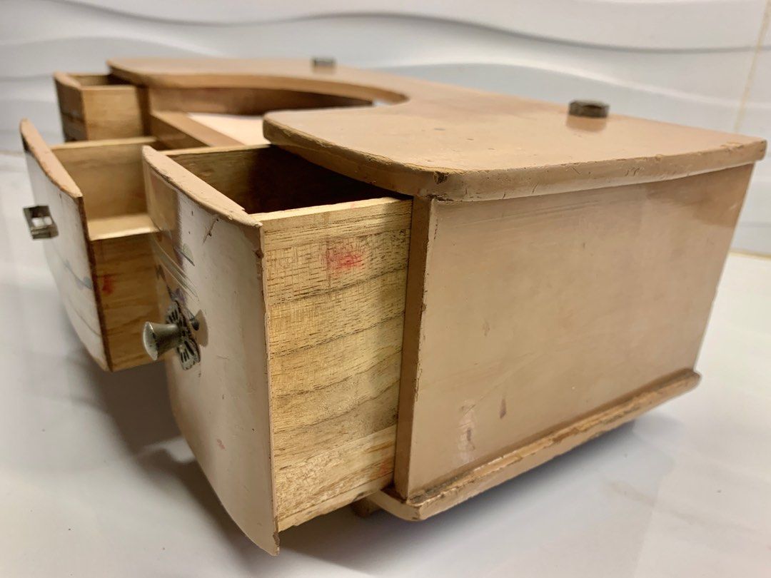 Vintage Desktop Wooden Storage Organizer Wooden 3 Drawer Vintage Storage Vintage Wooden