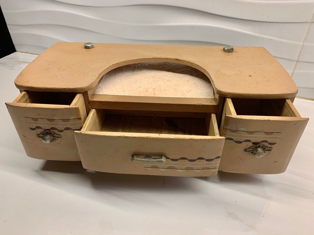 Vintage Desktop Wooden Storage Organizer Wooden 3 Drawer Vintage Storage Vintage Wooden