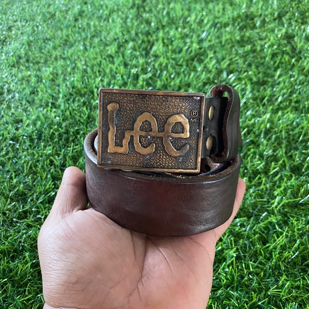 Vintage Lee Solid Brass Buckle Belt In Genuine Leather Men s