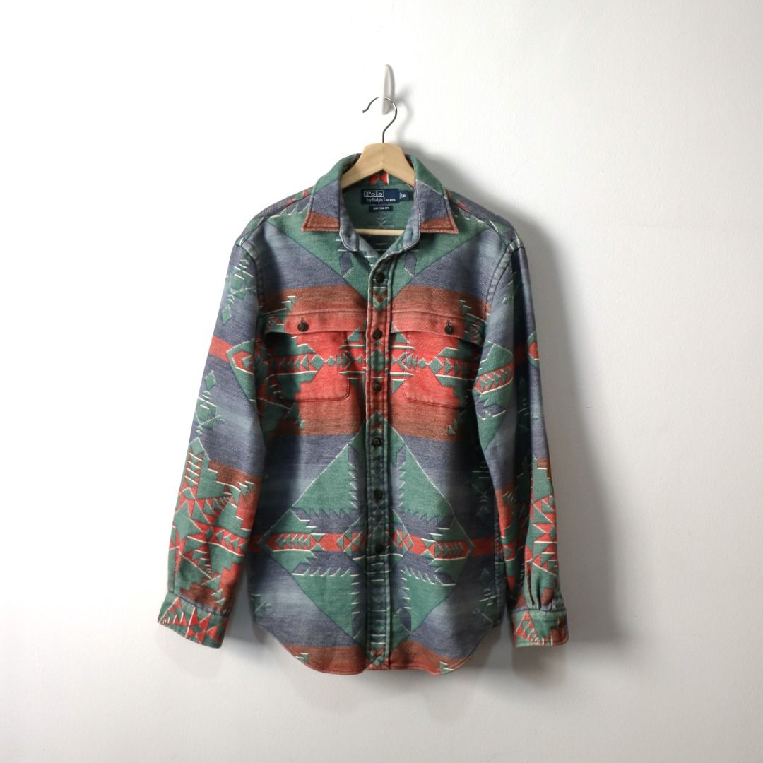 Vintage Ralph Lauren Navajo Jacquard Overshirt Men s Fashion
