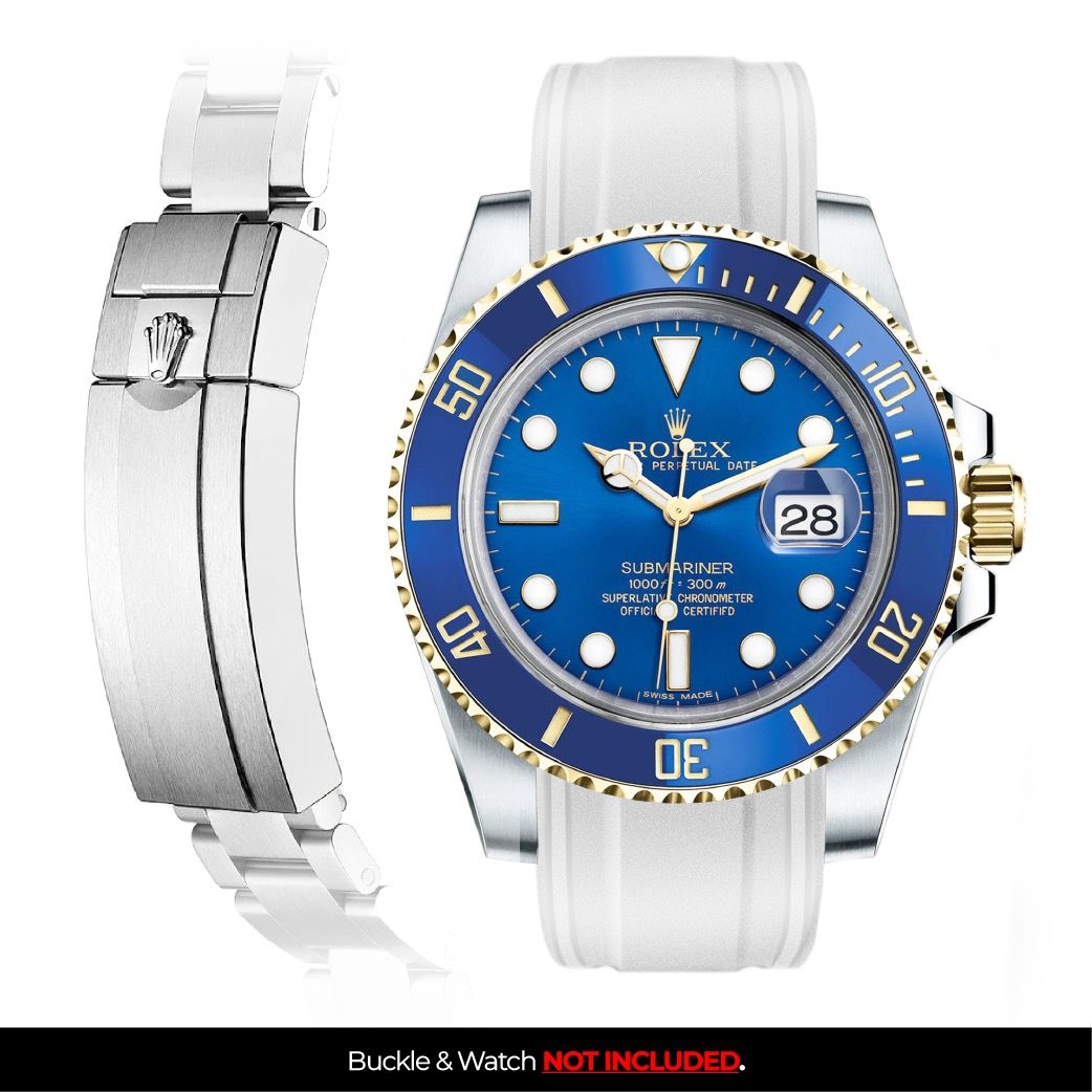 Vulcanised FKM Rubber Strap by Solitaire for Rolex Submariner Bluesy 116613LB