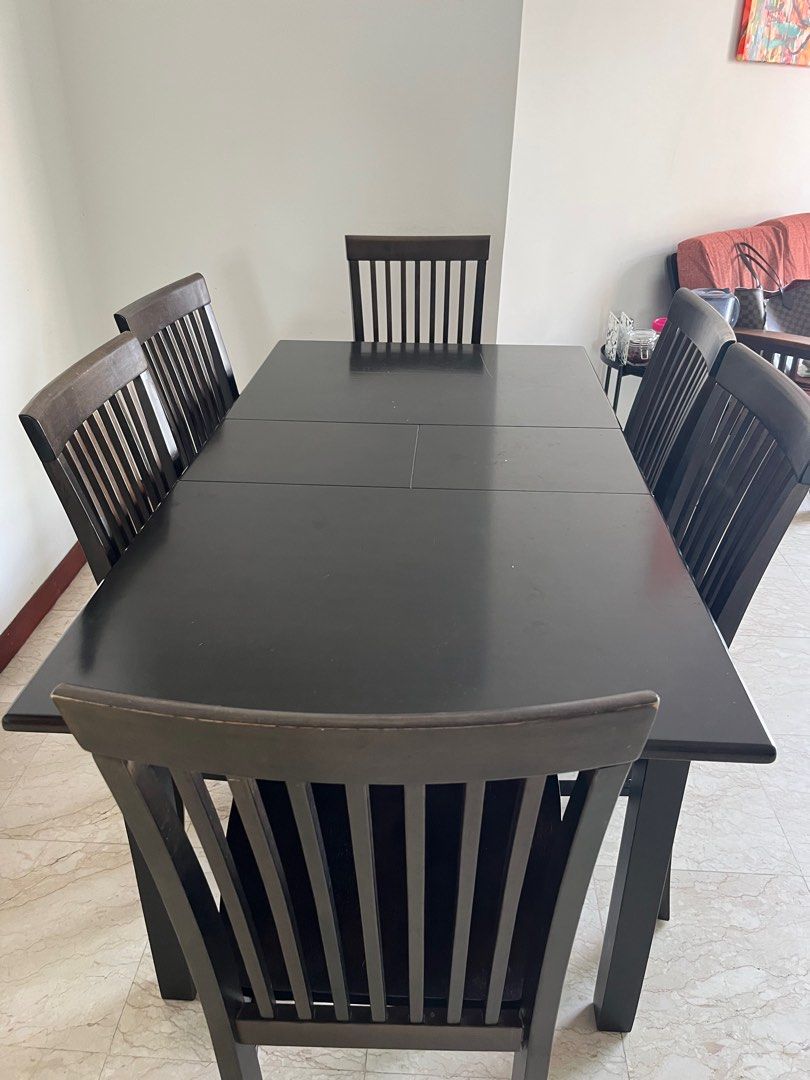 Well used 6 seater dining table and chairs, Furniture & Home Living