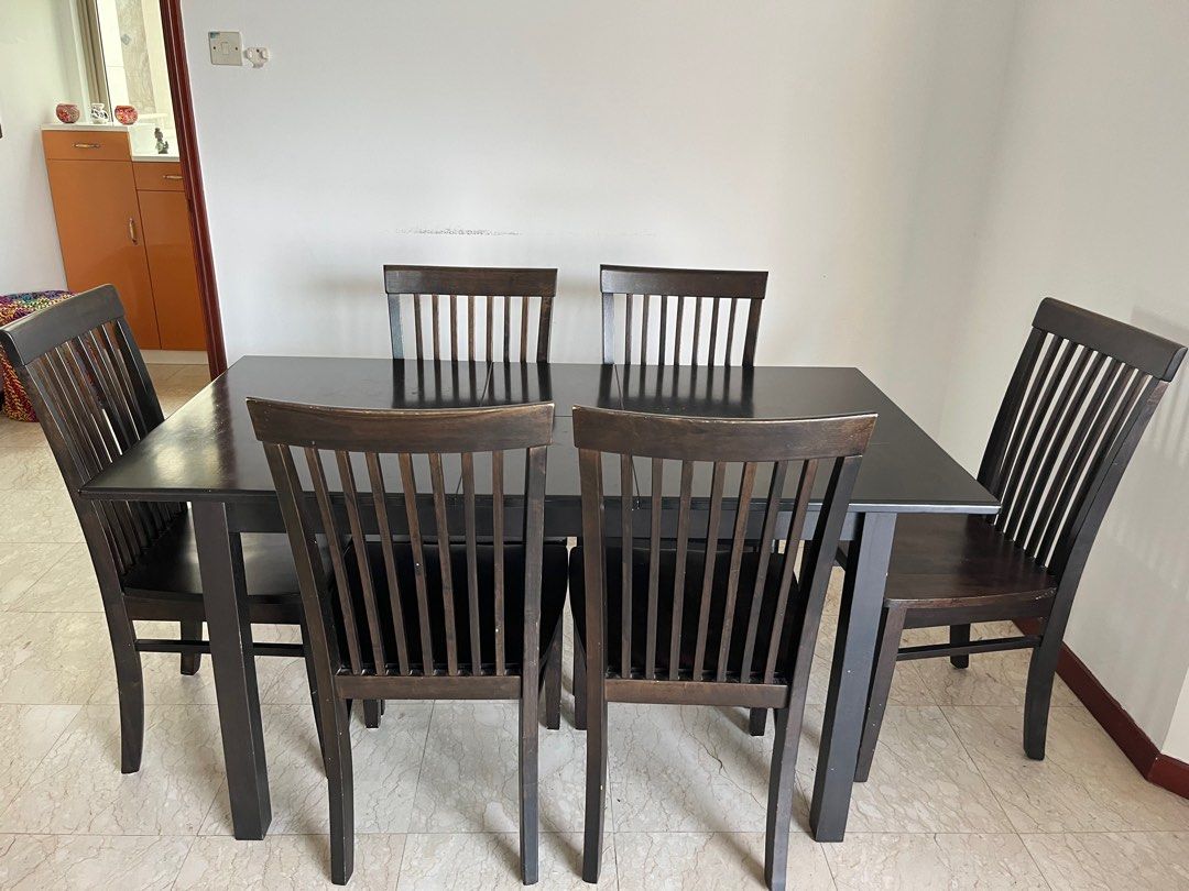 Well used 6 seater dining table and chairs, Furniture & Home Living