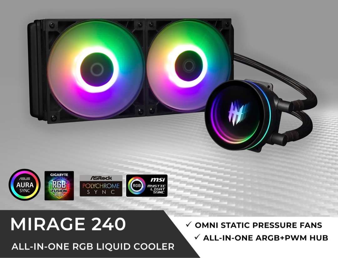 White AIO CPU cooler MIRAGE 240, Computers & Tech, Parts & Accessories