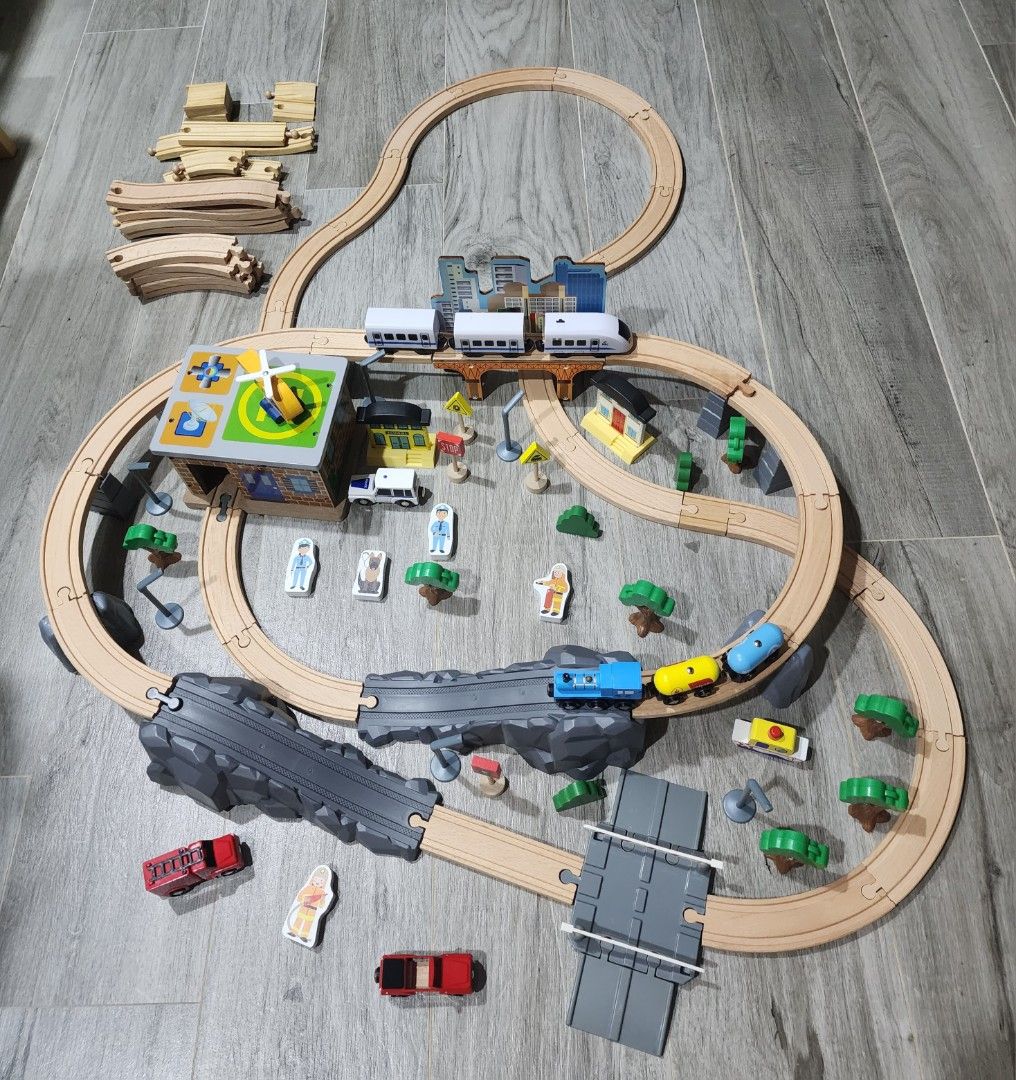 Electric wooden train set on sale