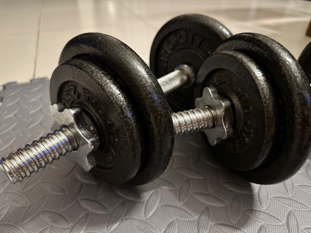 30LBS Dumbbell + Extension bar, Sports Equipment, Exercise & Fitness