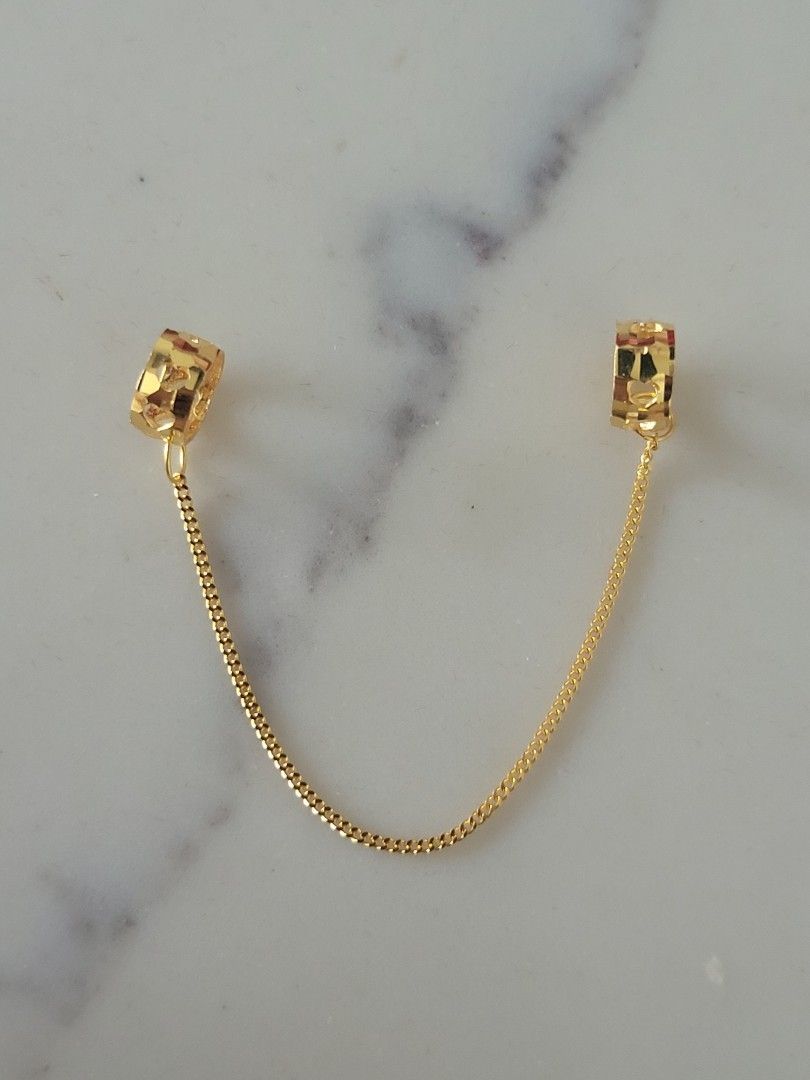 916 Gold Safety Chain for Pandora Bracelet, Women's Fashion, Jewelry