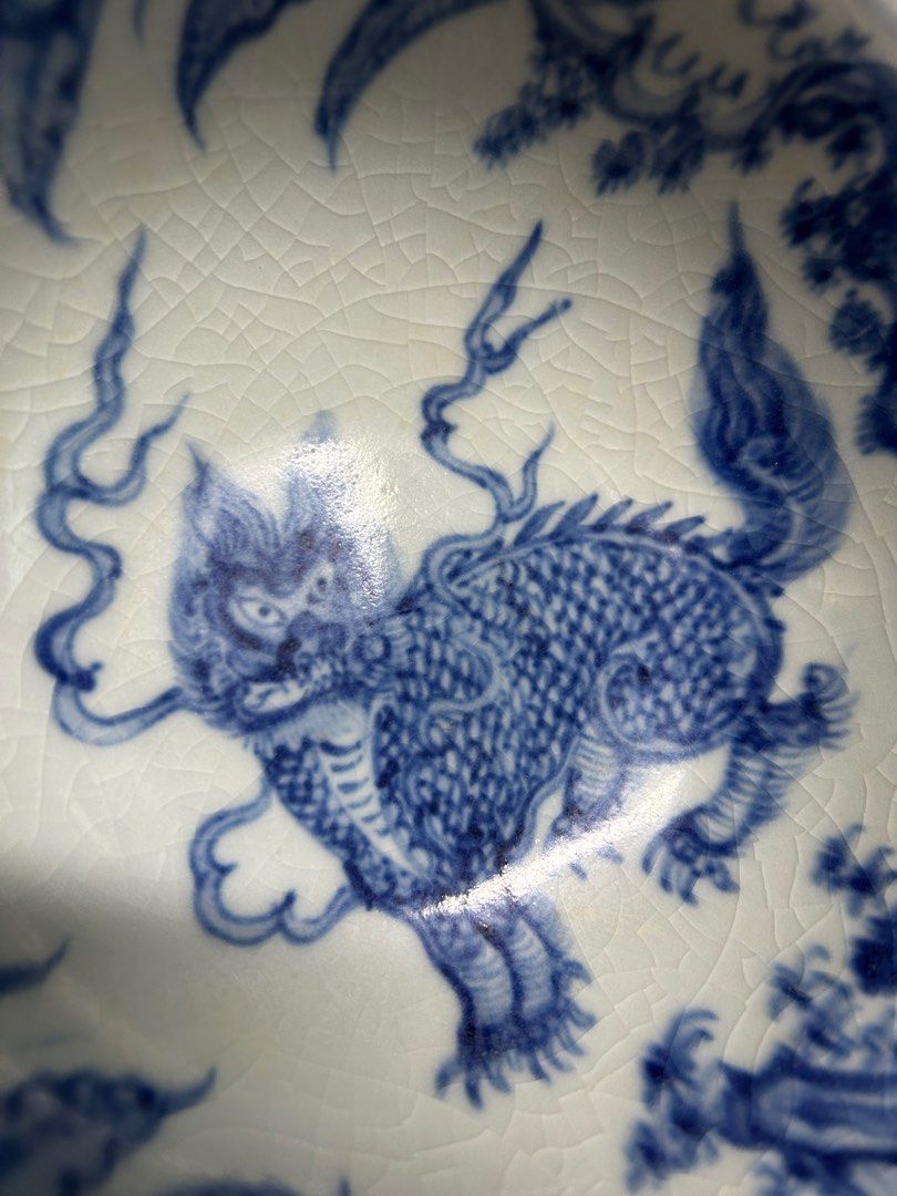 明代空白期青花麒麟碗，瓷器，古董, 興趣及遊戲, 收藏品及紀念品, 古董