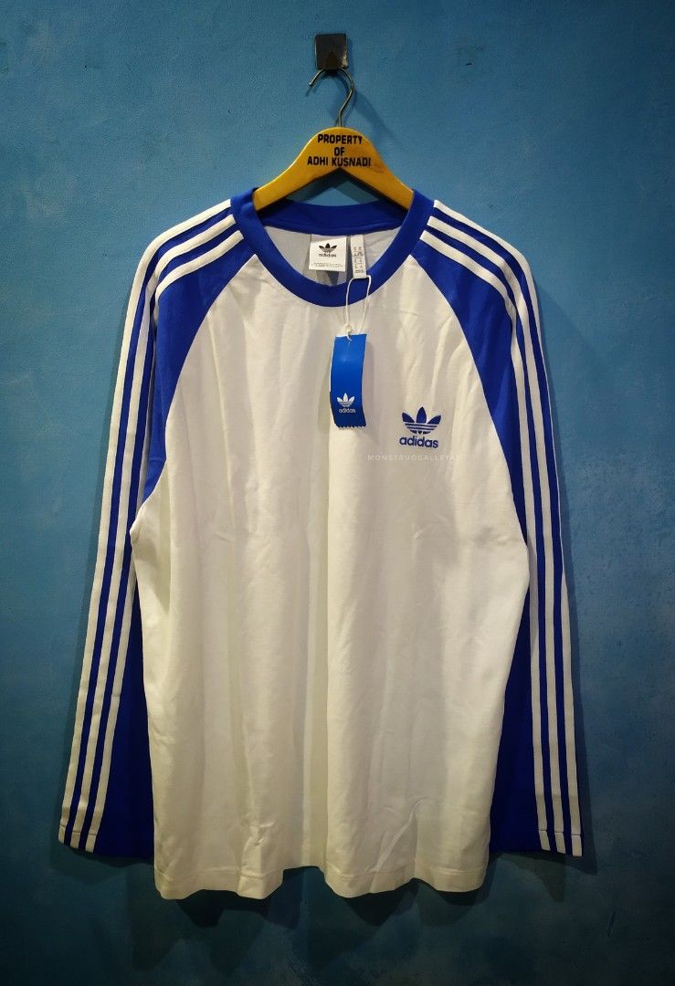 Adidas 3 Stripes LS Tee Fesyen Pria Pakaian Atasan di Carousell