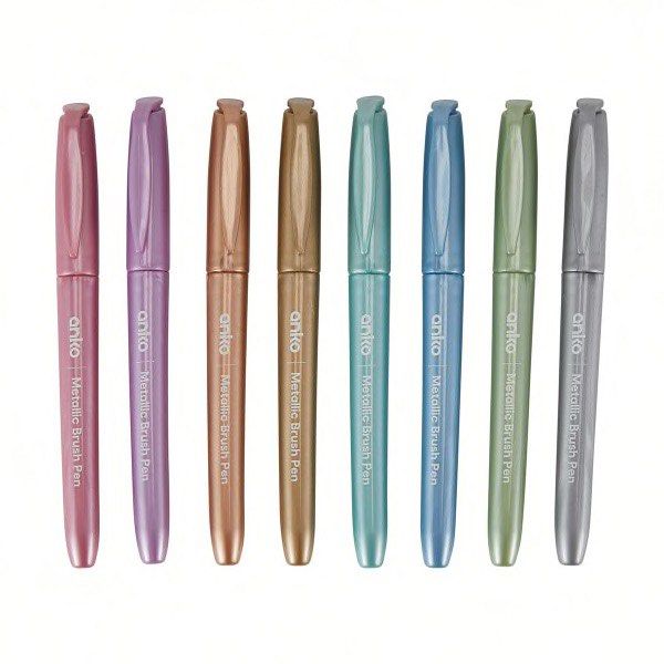 Anko Metallic Brush Pens - 8pcs (Category: Craft Supplies & Tools) located in Quezon City. Submitted by kryshnanzyanna (Listing ID 1209169492, Image 1). Description: Anko Metallic Brush Pens - 8pcs Description: Use these metallic brush pens to pep up your handmade cards, scrapbooks, craft projects and more. Product Details 8 pack Dimensions/Size: 13.7cm (L) x 1cm (Dia.) Material: Polypropylene (PP) and ink Features Metallic ink Php 300.