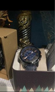 AUTHENTIC FOSSIL ORIGINAL  GRANT CHRONOGRAPH NAVY LEATHER WATCH