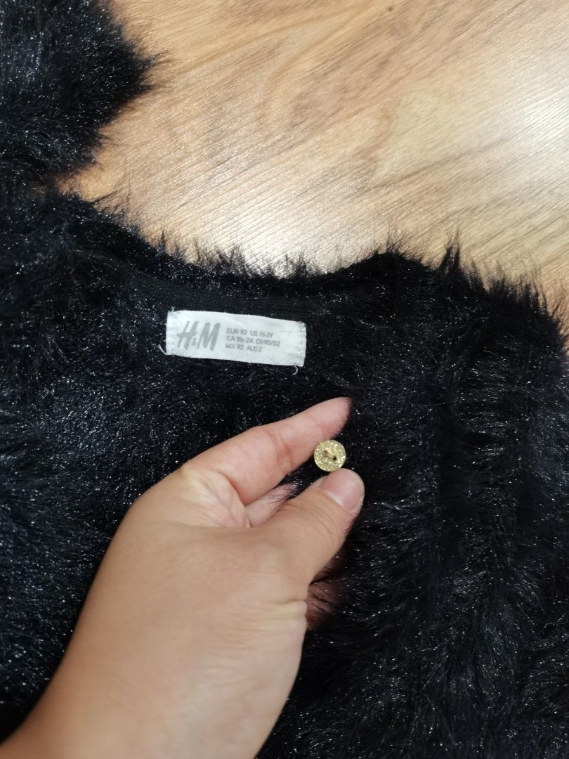 H&m long black fur coat store