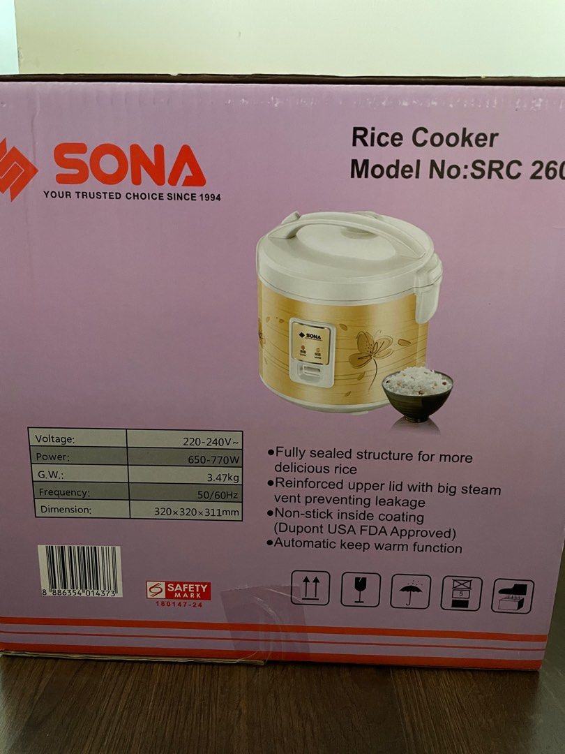 BNIB 1.8L Sona Rice Cooker SRC 2601, TV & Home Appliances, Kitchen