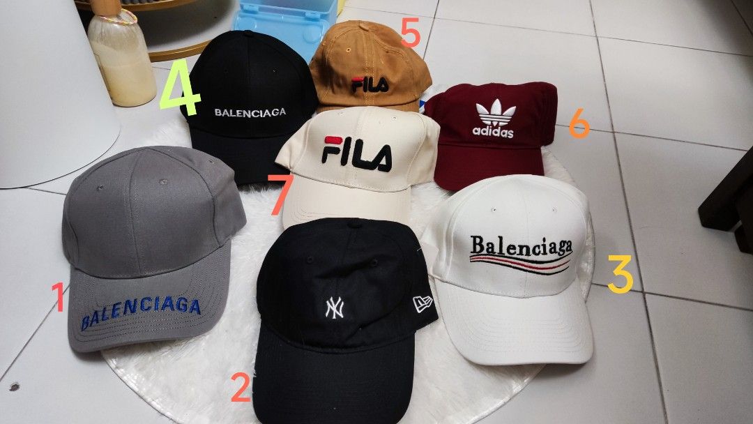 Caps bundle (Category: Caps & Hats) located in Singapore. Submitted by Sgclearsales (Listing ID 1209200597, Image 1). Description: 💰15 each mailing add 💰1.5 balenciaga.adidas.ny.fila.