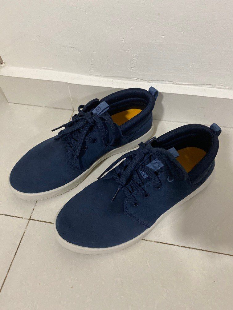 Cat men navy blue leather sneakers on sale