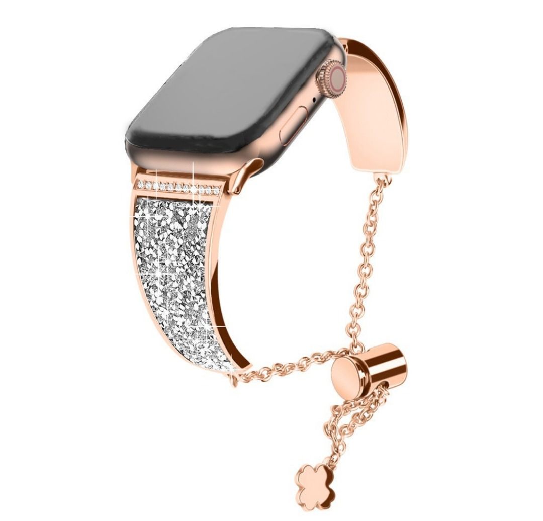 CNY PROMO Sales Perfect Gift for Ladies Luxury Ladies Diamond Adjustable Bracelet for iWatch Series 8 7 6 SE 5 4 3 Metal Strap 38mm 40mm 41mm 42mm
