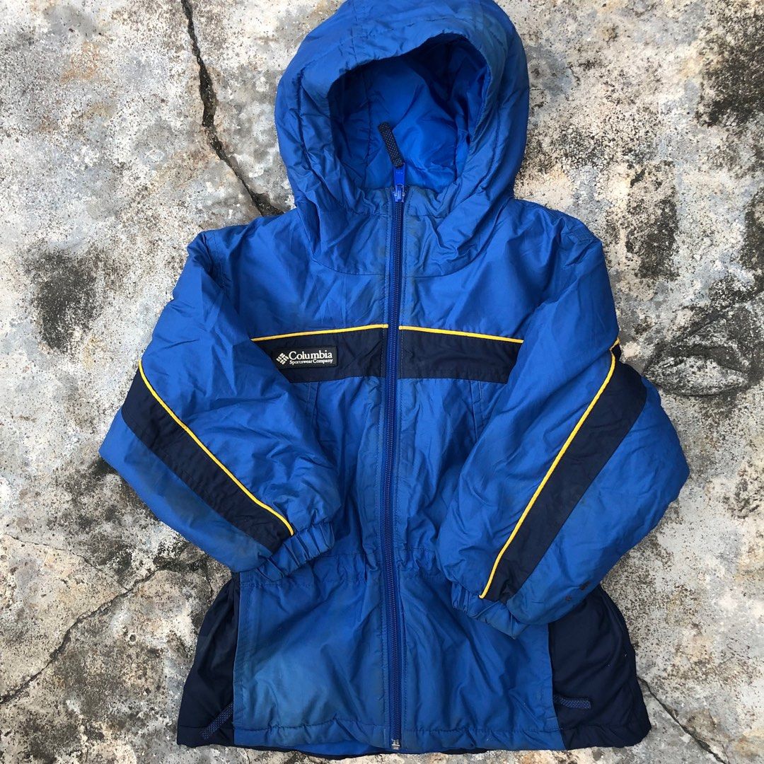 Blue and yellow columbia jacket store
