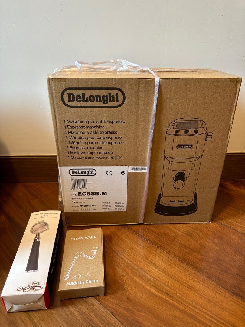 Delonghi EC685 M + 51mm Bottomless Portafilter + Mod Steam wand, 家庭電器