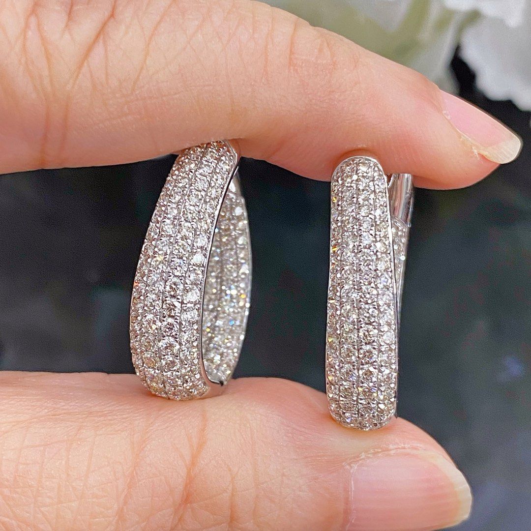 Diamond earrings pave setting Women s Fashion Jewelry