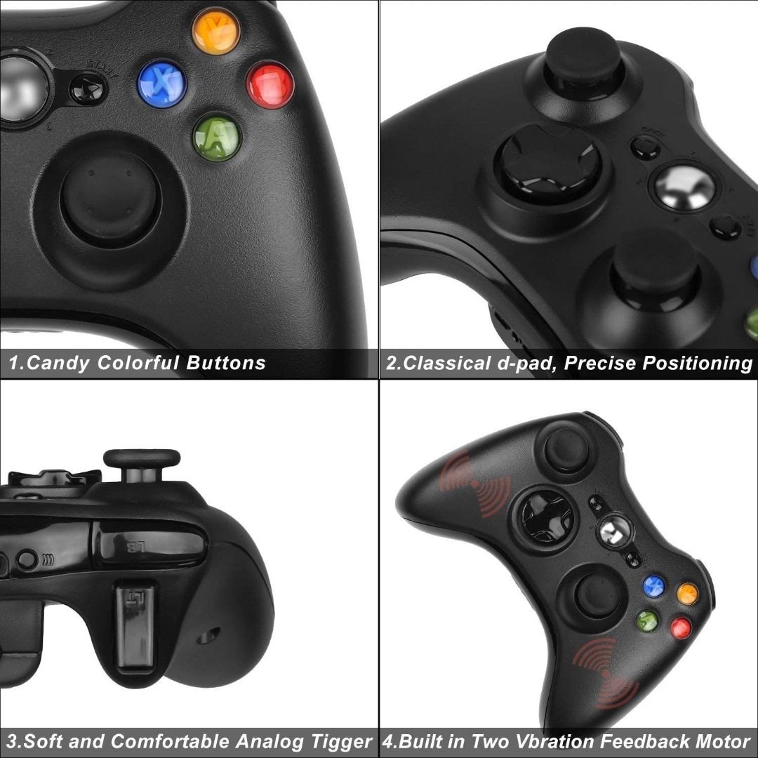 Diswoe Wireless Controller for Xbox 360 xbox 360 Game Controller Gamepad Buttons Improved Ergonomic Design Joystick for Microsoft Xbox Slim 360 PC