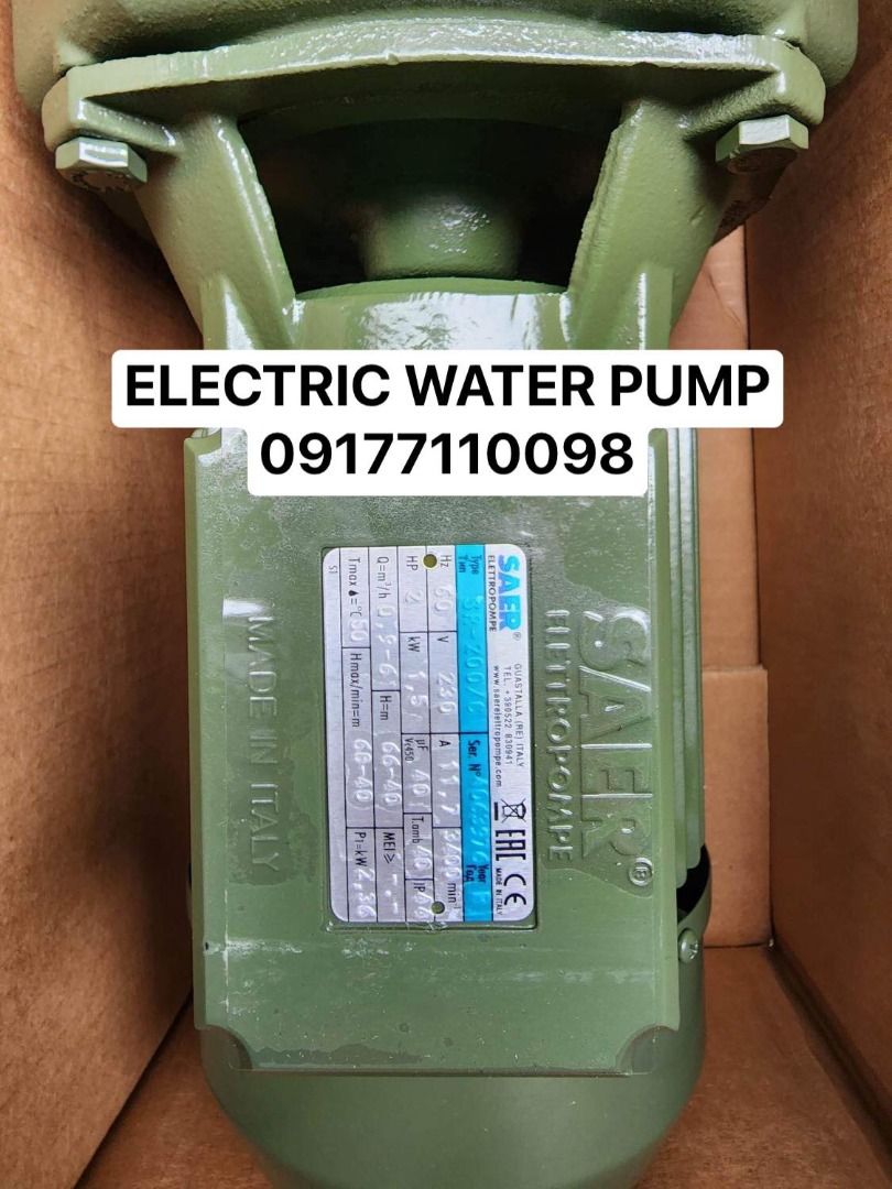 ELECTRIC WATER PUMP (Category: Construction Tools & Equipment) located in Manila. Submitted by joeyroque09 (Listing ID 1209094245, Image 1). Description: TAKEZO INDUSTRIAL SUPPLY Location: Mayhaligue St. Abad Santos, Manila Waze: Takezo Industrial Supply (Tondo, Manila) Land mark: Uno High School Tabon 1, Centennial Road, Kawit, Cavite Waze: Takezo Industrial Supply (Kawit) Land mark: Phoenix Gas Station beside Mana Town Center TALK TO US 0-9-1-7