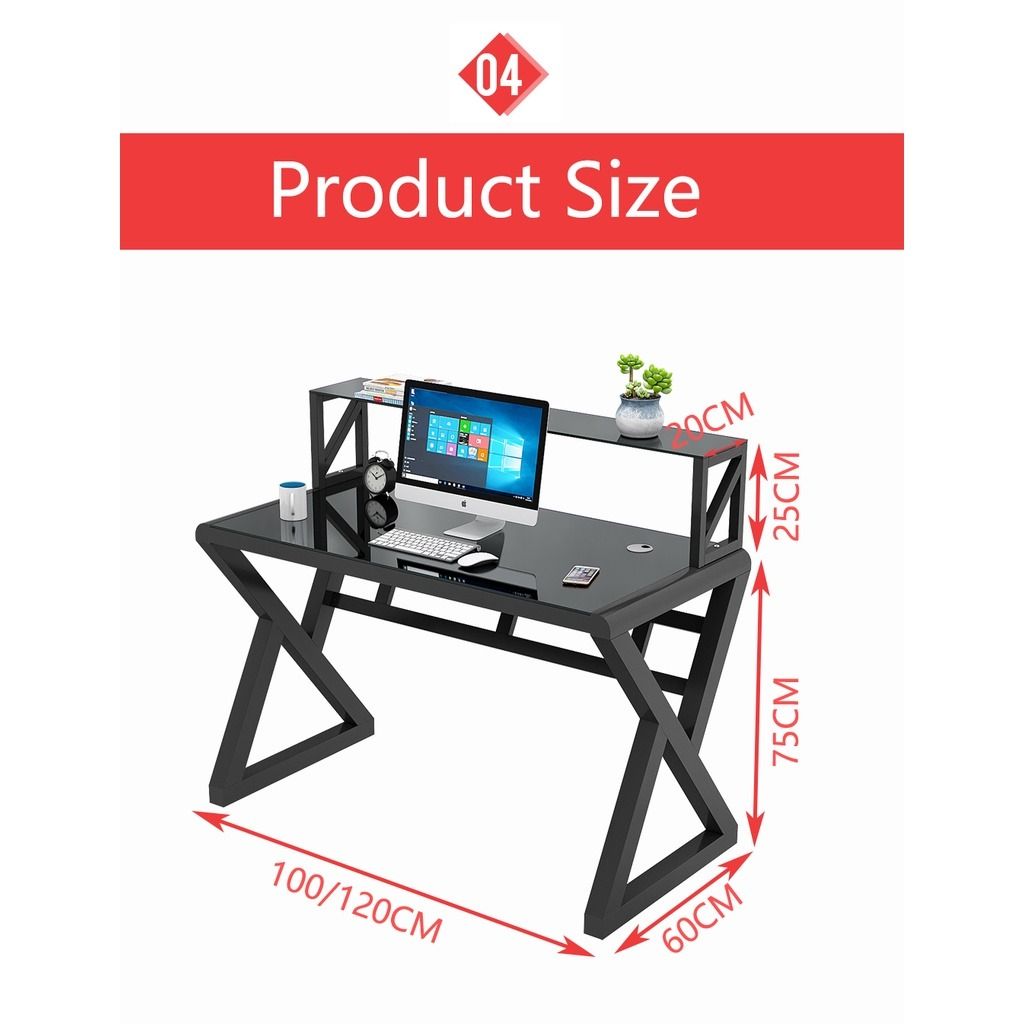 Excel Life Modern Tempered Glass Computer Table, Furniture & Home ...