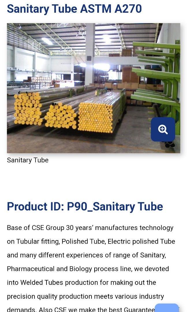 Sanitary Stainless Steel Valves, Tubes and Fittings, Commercial