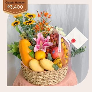 Fruit flower basket arrangement