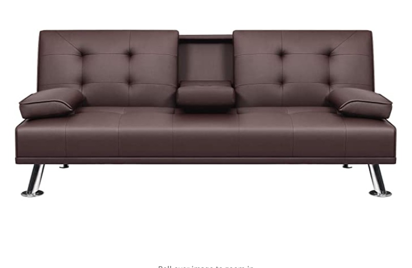 Futon Sofa Bed Modern Faux Leather Couch Bed Convertible Folding ...