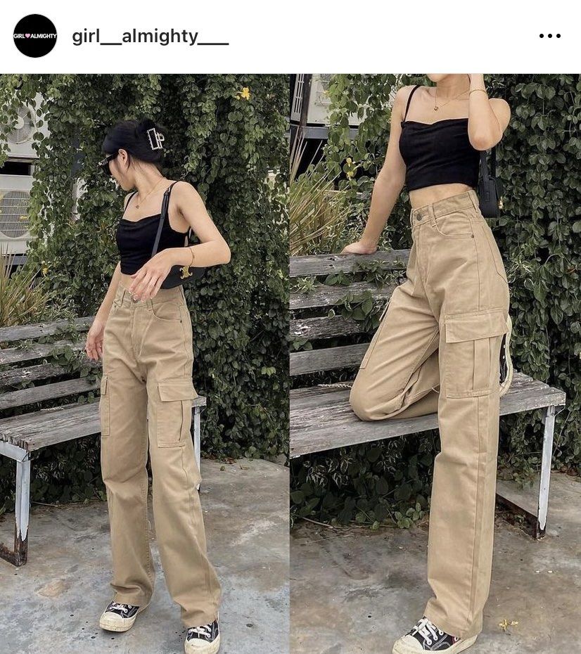 Girl Almighty Light Khaki Cargo Pants, Women's Fashion, Bottoms, Other  Bottoms on Carousell