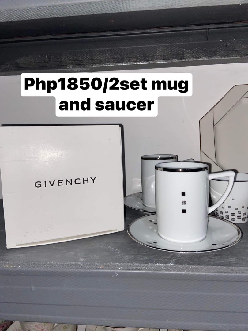 GIVENCHY MUG AND SAUCER PAIR SET, Furniture & Home Living, Kitchenware