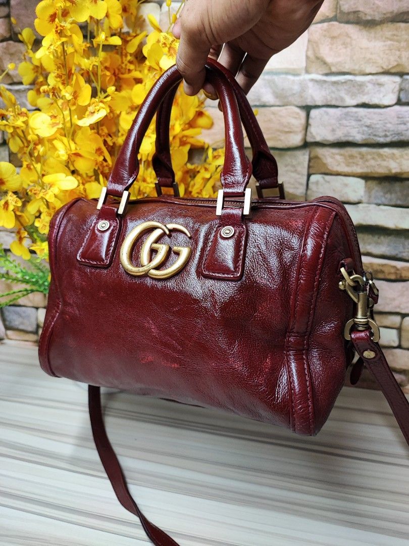 gucci speedy leather burgendy vintage bag beg
