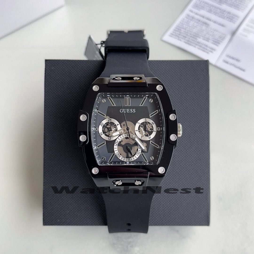 Guess Phoenix Multifunction Quartz Watch Black Case Black Silicone