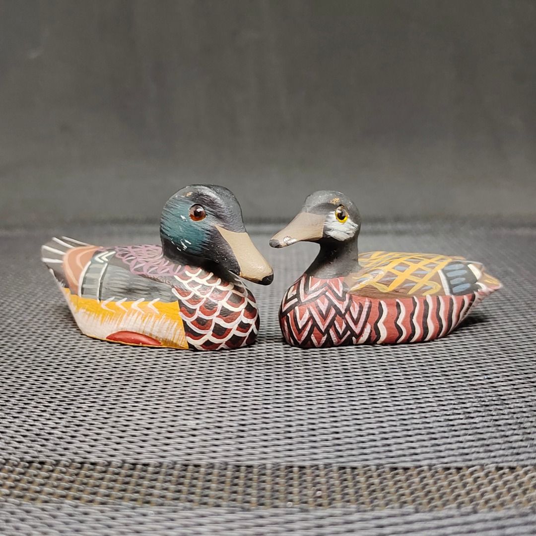 Hand Carved and Hand Painted Pair of Wooden Ducks - Male and Female ...