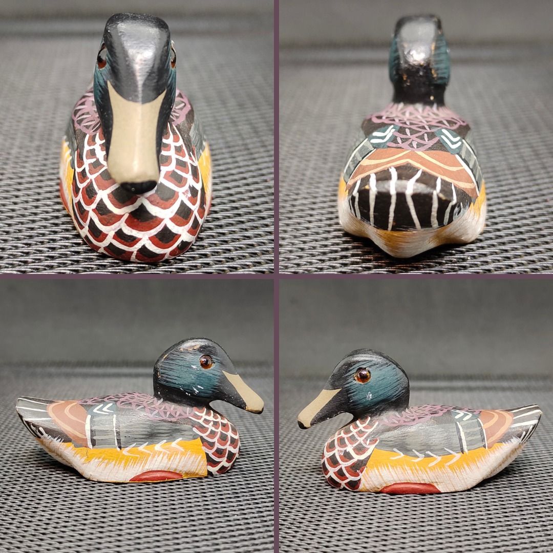 Hand Carved and Hand Painted Pair of Wooden Ducks - Male and Female