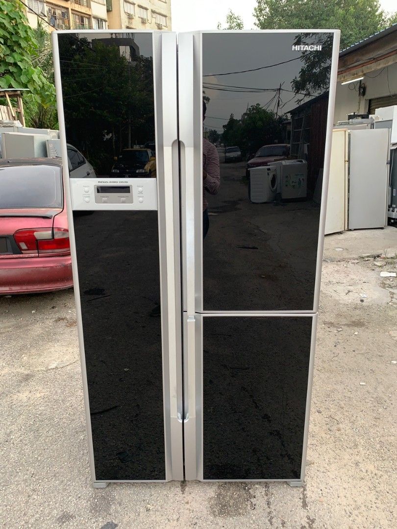 Hitachi SIDE BY SIDE black Glass door refrigerator fridge, TV & Home