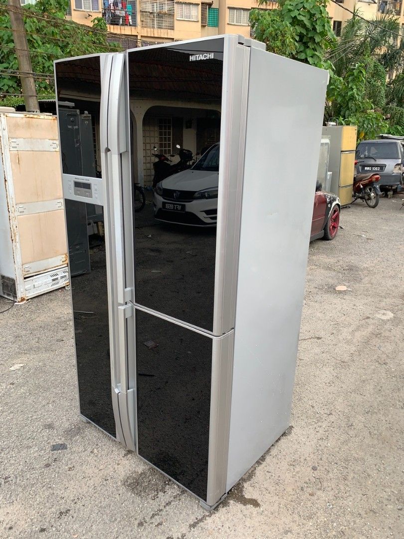 Hitachi SIDE BY SIDE black Glass door refrigerator fridge, TV & Home