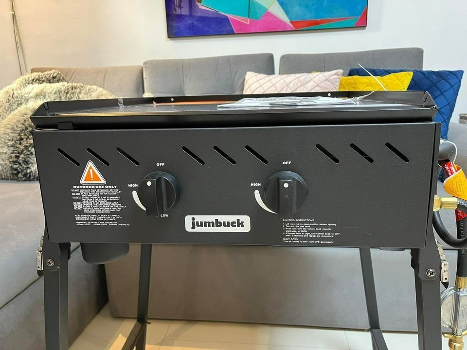 Jumbuck Delta 2 Burner Flat BBQ With Folding Legs, TV & Home Appliances