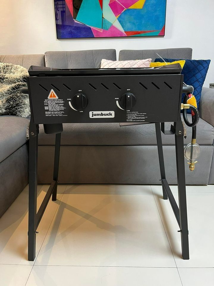 Jumbuck Delta 2 Burner Flat BBQ With Folding Legs, TV & Home Appliances