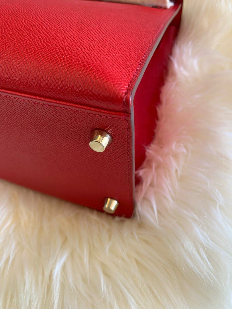 Hermès Kelly 28 Sellier Red Rouge Chèvre Mysore Leather Bag - Chelsea  Vintage Couture