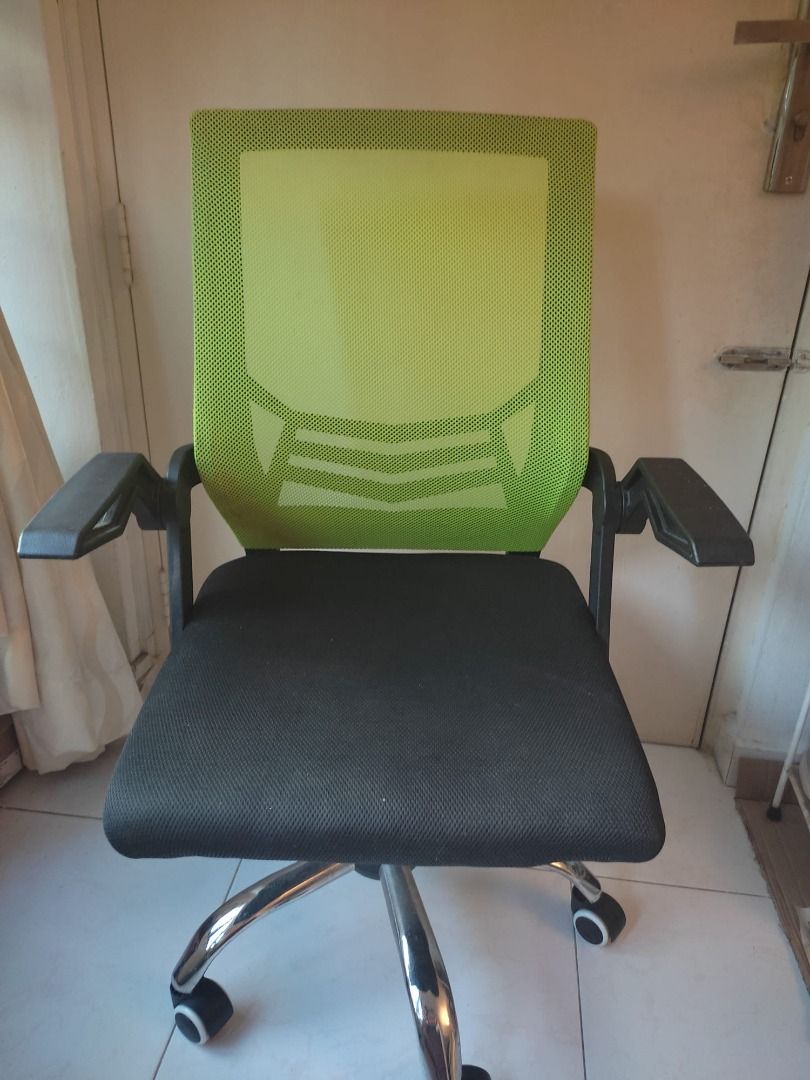 Lime Green Office Chair (Mesh back), Furniture & Home Living, Furniture, Chairs on Carousell