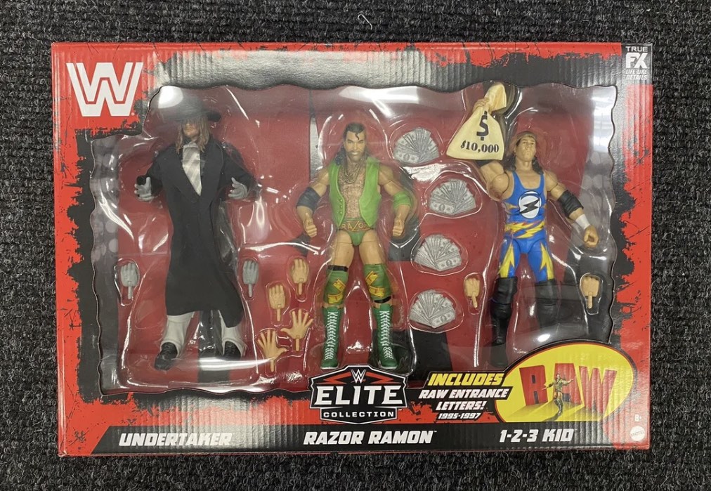 Mattel WWE RAW 30th Anniversary Undertaker Razor Ramon 1-2-3 Kid Elite ...