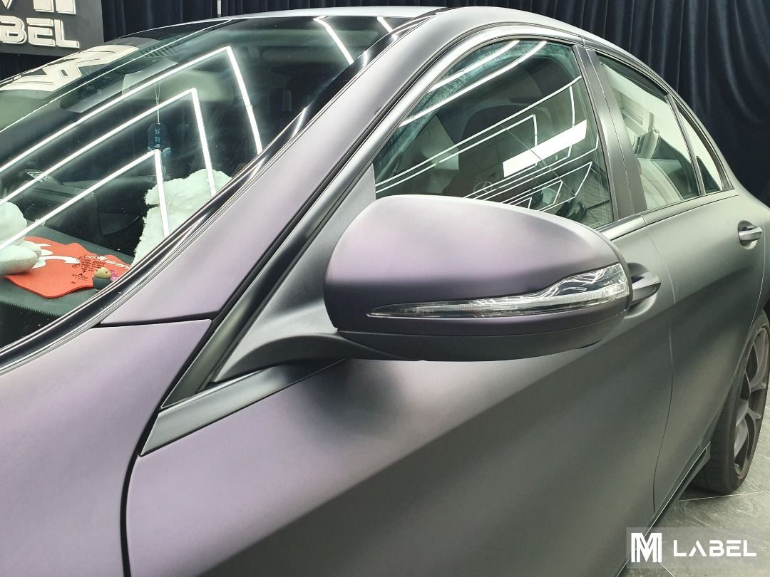 Mercedes Benz W205 Full Vinyl Wrap - Matte Black Purple, Car ...